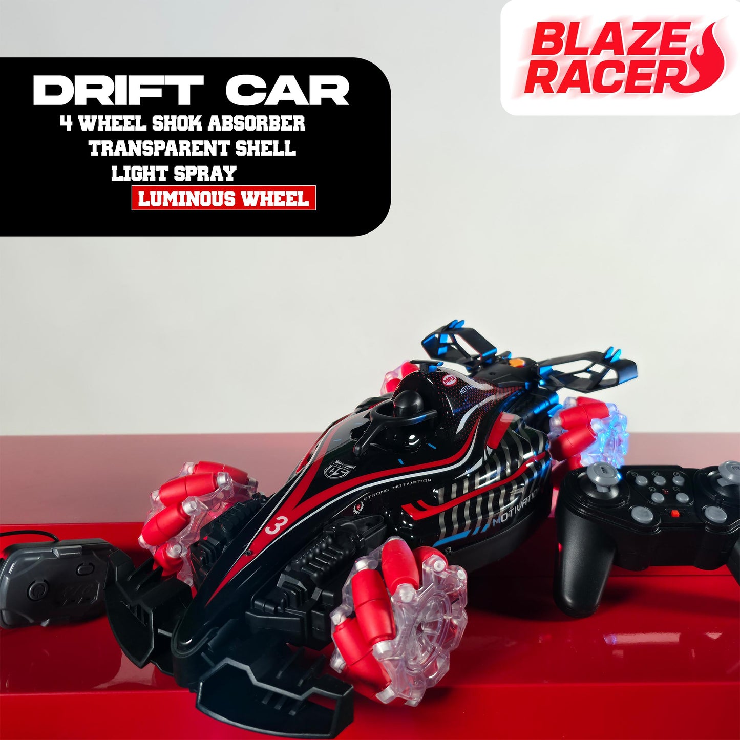 Blaze Racer – Stunt Drift RC Car with 360° Spins, LED & Spray