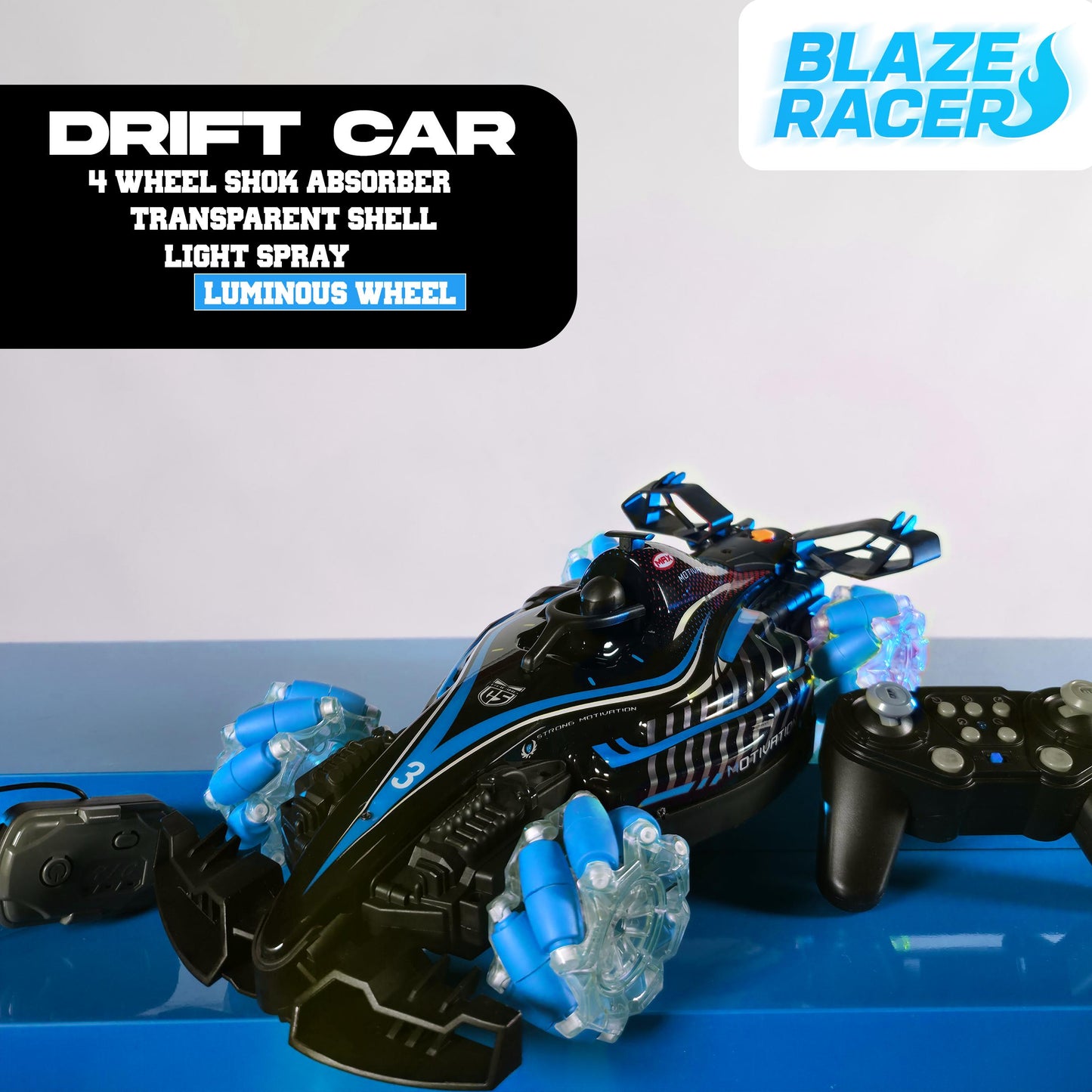 Blaze Racer – Stunt Drift RC Car with 360° Spins, LED & Spray